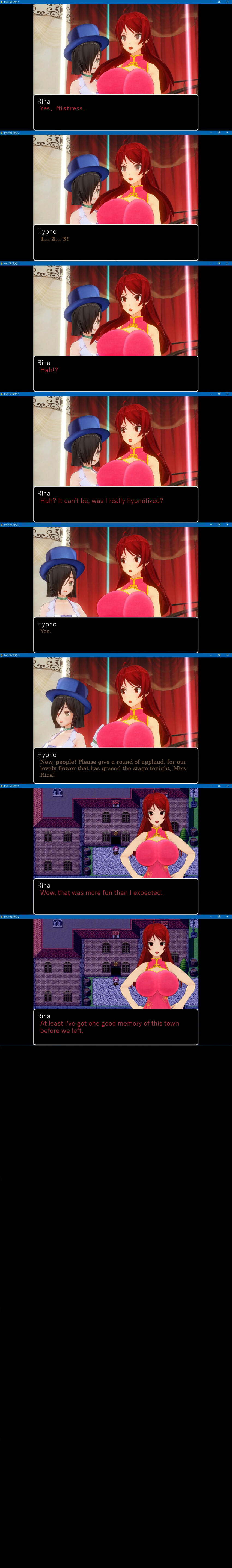 3d absurdres breasts comic custom_maid_3d_2 empty_eyes english_text happy_trance hard_translated hypnotia_(mc_trap_town) kamen_writer_mc large_breasts long_hair red_hair rina_(mc_trap_town) symbol_in_eyes text translated