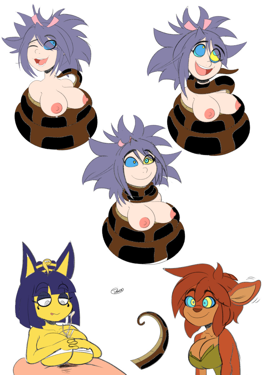absurdres animal_crossing ankha_(animal_crossing) bottomless breasts cat_girl cleavage coils crossed_eyes cum dazed disney egyptian elora femsub furry happy_trance kaa kaa_eyes large_breasts long_hair maledom nintendo nude one_eye_open open_mouth paizuri penis penken resisting sheena_fujibayashi short_hair smile snake spyro_the_dragon_(series) tail tales_of_(series) tales_of_symphonia the_jungle_book tongue tongue_out topless