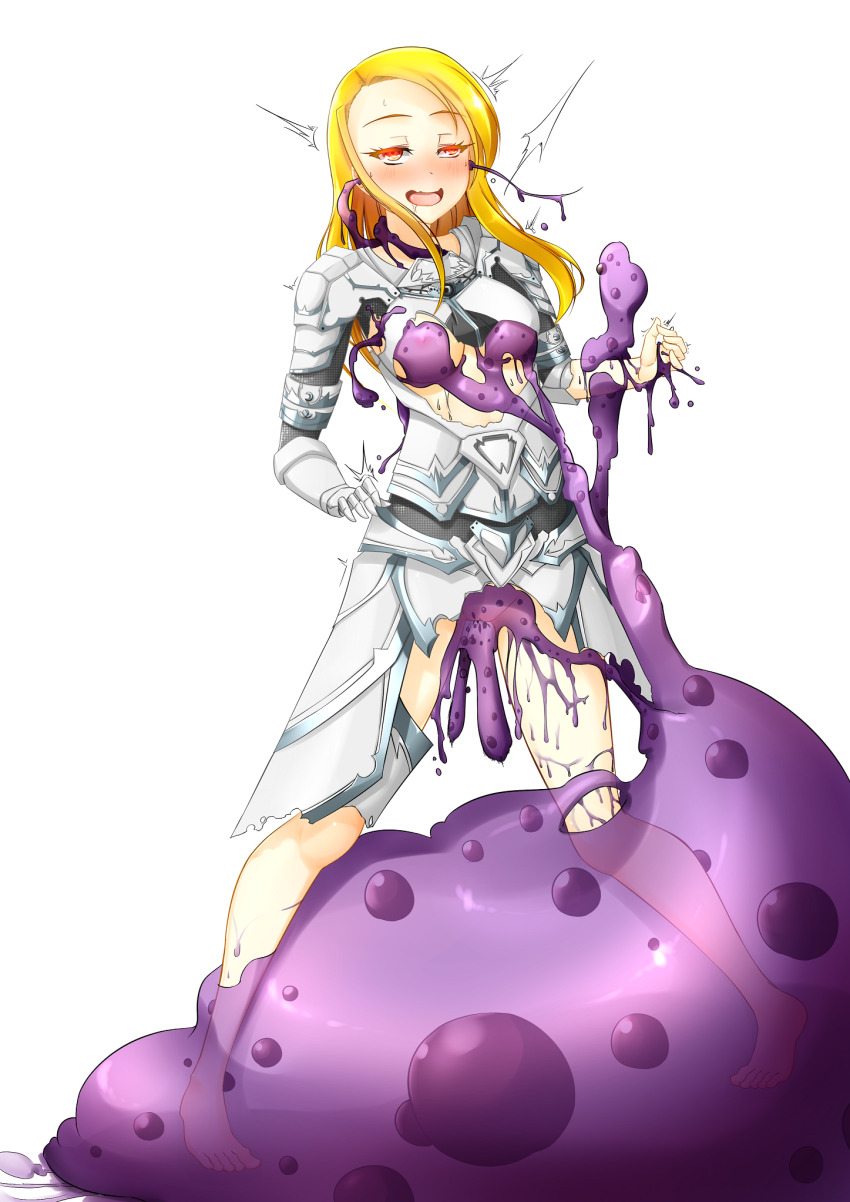 ahegao all_the_way_through armor blonde_hair brain_injection breasts dazed drool female_only femsub glowing glowing_eyes happy_trance long_hair original possession slime sword vahn_yourdoom