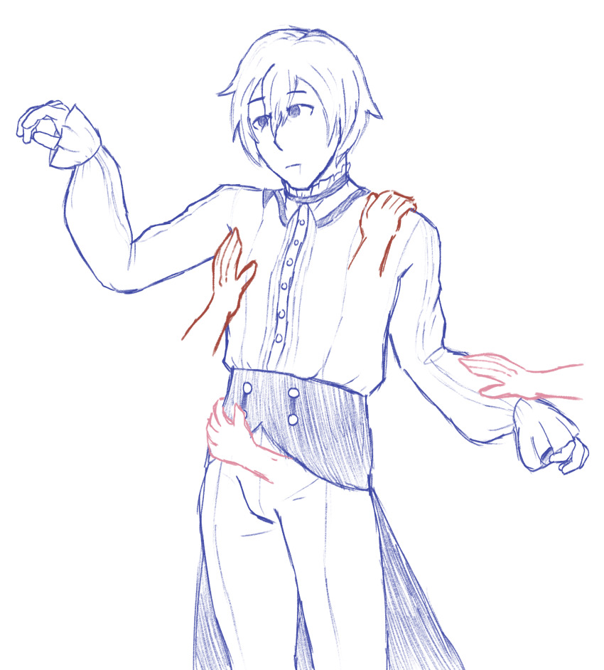 butchybottom clothed drool empty_eyes expressionless kaito male_only malesub posing standing vocaloid