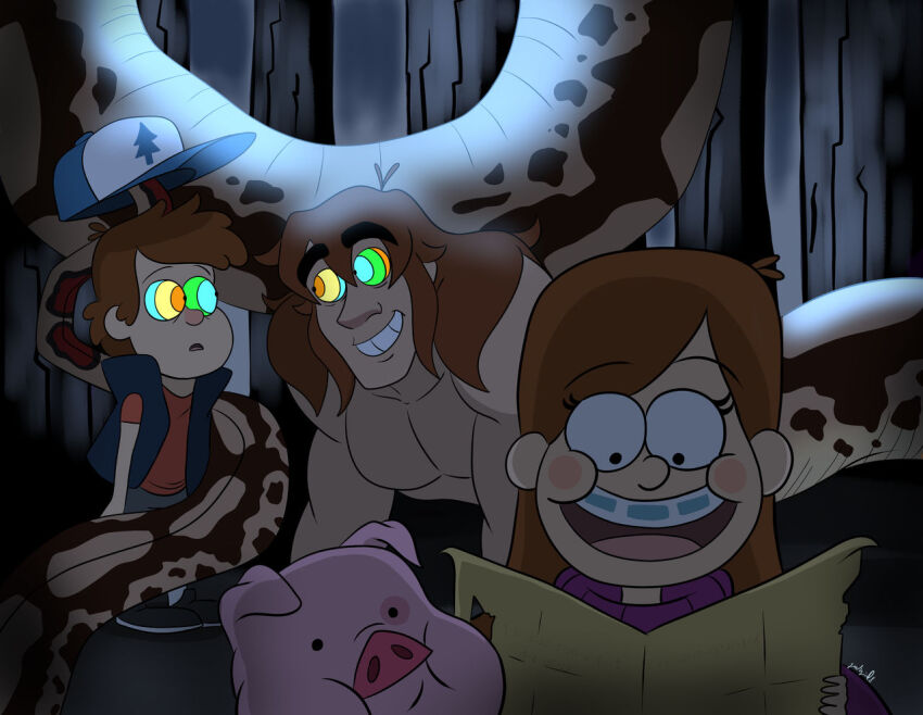 dipper_pines geekgirl8 gravity_falls kenneth_(geekgirl8) mabel_pines maledom malesub naga_boy original ring_eyes smile unhappy_trance waddles