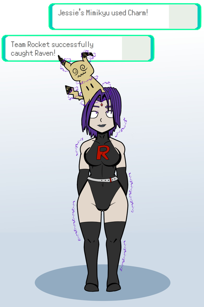 alternate_costume dc_comics femsub isankura mimikyu nintendo pokemon raven super_hero team_rocket