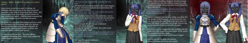 anailater(manipper) artoria_pendragon black_skin corruption english_text fate/stay_night fate_(series) manip mask purple_eyes purple_hair rin_tohsaka saber sequence text transformation