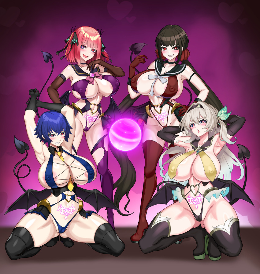 blue_hair brown_hair corruption crotch_tattoo dangan_ronpa dangan_ronpa_v3 demon_girl female_only femsub firefly_(honkai_star_rail) hair_ornament happy_trance honkai_star_rail huge_breasts long_hair maki_harukawa multiple_girls naoto_shirogane nez-box nino_nakano persona_(series) persona_4 pink_hair short_hair silver_hair succubus symbol_in_eyes tagme tail tattoo the_quintessential_quintuplets twintails wings