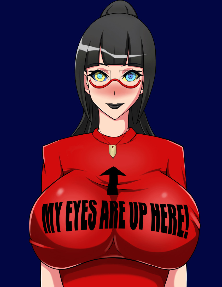 absurdres animated animated_gif black_hair blackwidowx breasts female_only femdom glasses humor imasuky_lomae_(imasuky) kaa_eyes large_breasts lipstick long_hair looking_at_viewer necklace neo-izayoi original pov pov_sub text