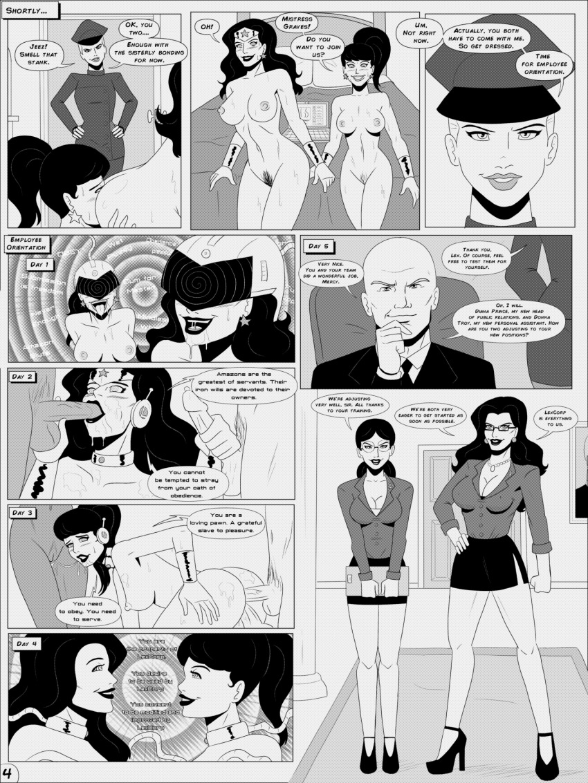 anal ass black_hair blush bondage bottomless breasts caption cleavage collar comic corruption cum dc_comics donna_troy drool fellatio femdom femsub forced_employee greyscale happy_trance incest large_breasts lex_luthor long_hair maledom mercy_graves nude open_mouth penis polmanning ponytail pubic_hair pussy pussy_juice sex short_hair sisters skirt smile spiral_eyes standing super_hero sweat symbol_in_eyes tech_control text topless vaginal western wonder_girl wonder_woman