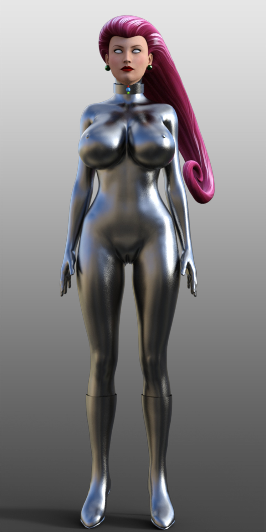 3d boots collar earrings expressionless female_only fembot femsub gradient_background graybot high_heels jessie long_hair nintendo nipples pink_hair pokemon pokemon_(anime) pussy robot robot_girl robotization simple_background solo standing standing_at_attention tech_control theheckle whitewash_eyes