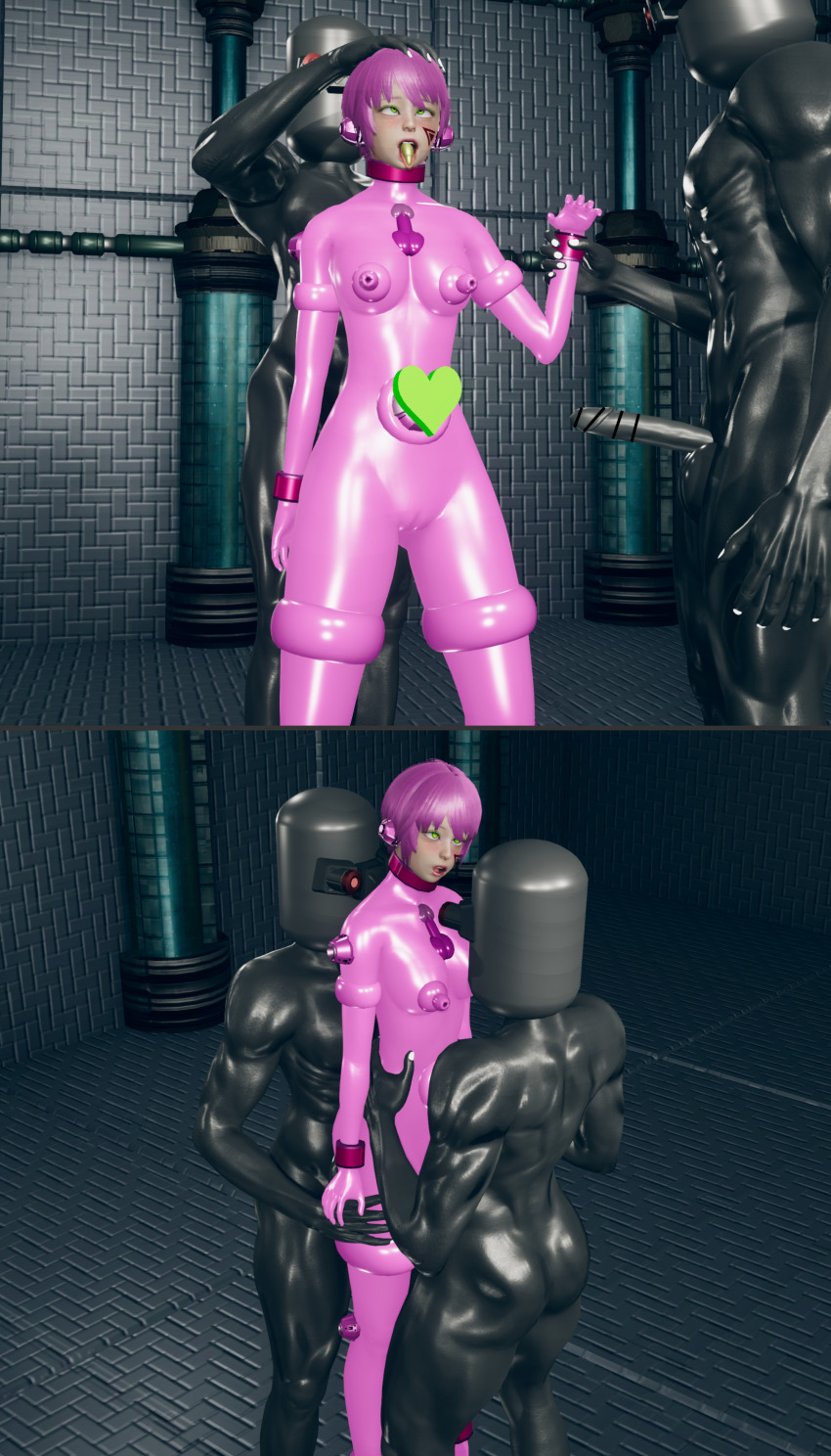 3d after_fellatio alternate_color_scheme alternate_costume arms_above_head blush bodysuit breasts cameltoe catsuit comic cum cum_in_mouth dazed dildo empty_eyes erect_nipples erect_nipples_under_clothes eye_roll fellatio female_only femsub green_eyes hand_on_head honey_select_2 latex maledom multiple_doms murochi-san navel_penetration open_mouth orgasm original penis pink_hair pussy_juice robot rubber sex sex_toy shrunken_irises sitting solo spread_legs tentacles tongue tongue_out unusual_cum