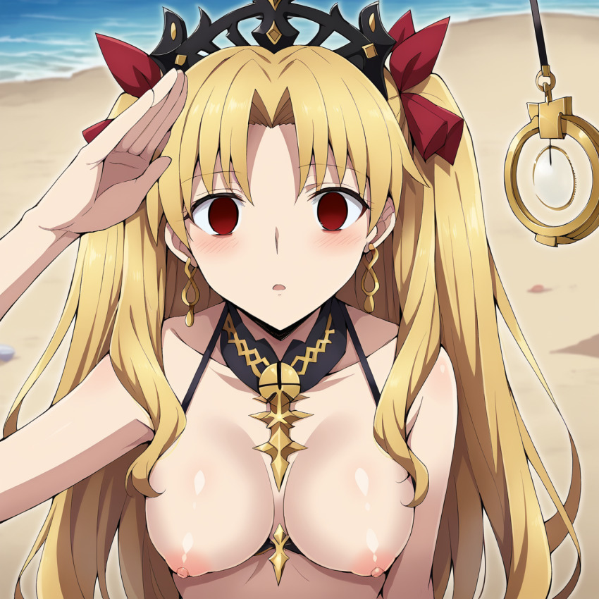 ai_art breasts empty_eyes ereshkigal_(fate/grand_order) fate/grand_order fate_(series) saluting