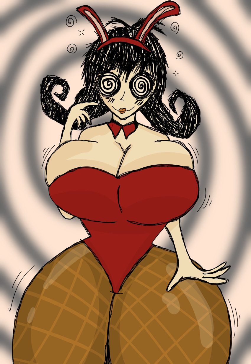 breast_expansion breasts bunny_girl bunnysuit don't_starve femsub huge_breasts hypnotic_eyes thefahuzgleaner thick_thighs thighhighs willow_(don't_starve)