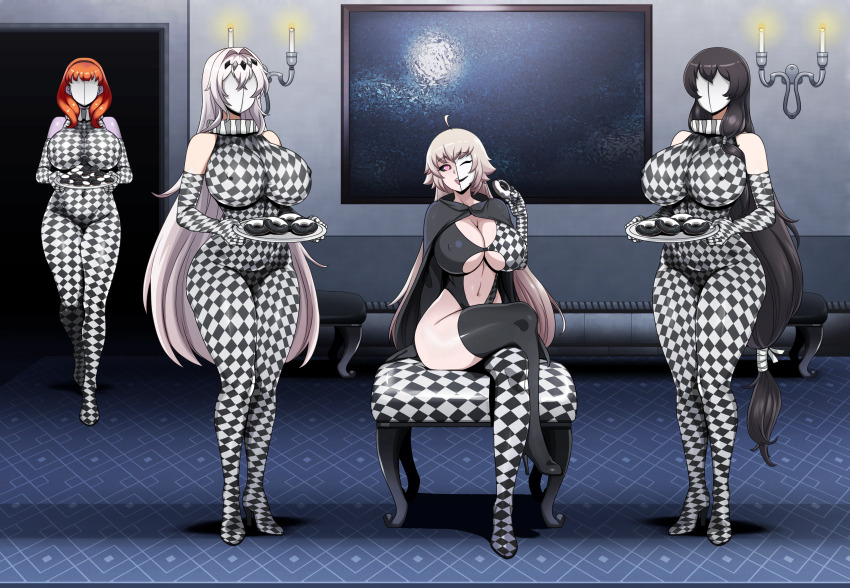 ahoge bare_shoulders black_hair black_sclera bodysuit boots breasts celica_(fire_emblem) cleavage cloak corruption dark_jeanne_(granblue_fantasy) drone dronification expressionless faceless fate/grand_order fate_(series) female_only femsub fire_emblem fire_emblem_echoes food gloves granblue_fantasy happy_trance heart heart_eyes high_heels jeanne_alter large_breasts lipstick long_hair mask multiple_girls multiple_subs navel nintendo open_mouth opera_gloves orange_hair pink_eyes purple_skin shinzu sitting sling_bikini smile standing swimsuit symbol_in_eyes tales_of_(series) tales_of_berseria thighhighs underboob velvet_crowe very_long_hair white_hair