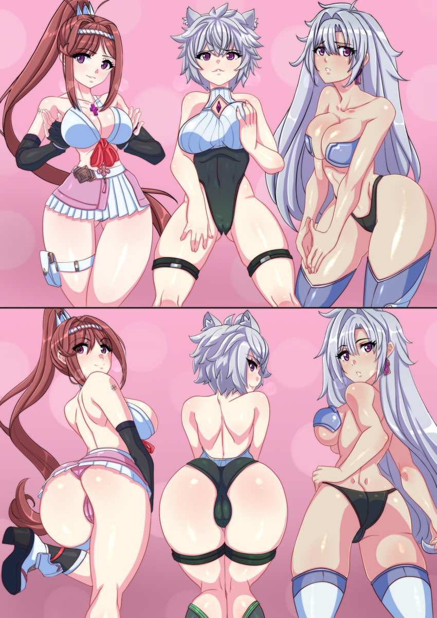 a_(xenoblade_chronicles) ass breast_press breath cat_ears cat_girl confused corruption crystal earrings female_only femsub glimmer_(xenoblade_chronicles) hand_on_hip happy_trance headband kibazoku long_hair looking_at_viewer looking_back midriff multiple_girls multiple_subs multiple_views na'el_(xenoblade_chronicles) nintendo ponytail posing purple_eyes red_hair short_hair silver_hair skirt swimsuit tan_skin thighs underwear upskirt white_hair white_skin xenoblade_chronicles xenoblade_chronicles_3 xenoblade_chronicles_3_future_redeemed