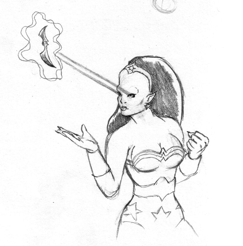 artist_request brain breasts dc_comics female_only femsub sketch solo wonder_woman