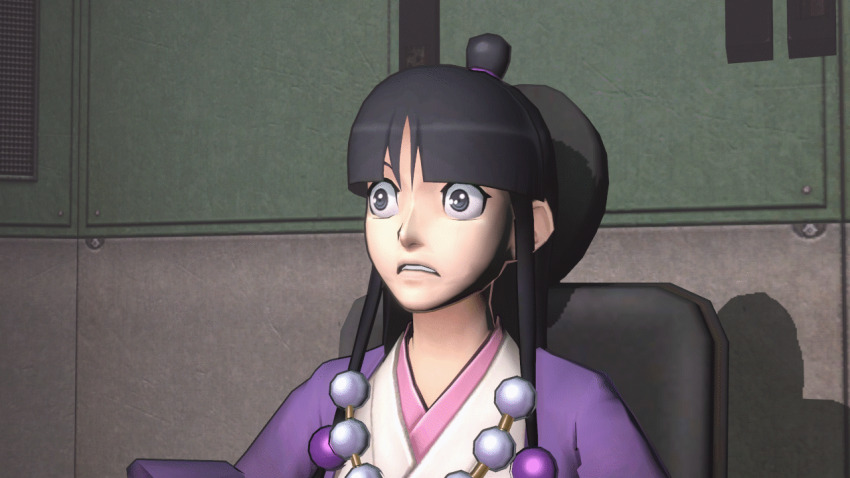 3d ace_attorney animated animated_gif black_hair breasts clothed female_only femsub large_breasts legsweepboxer long_hair maya_fey phoenix_wright resisting source_filmmaker tech_control text