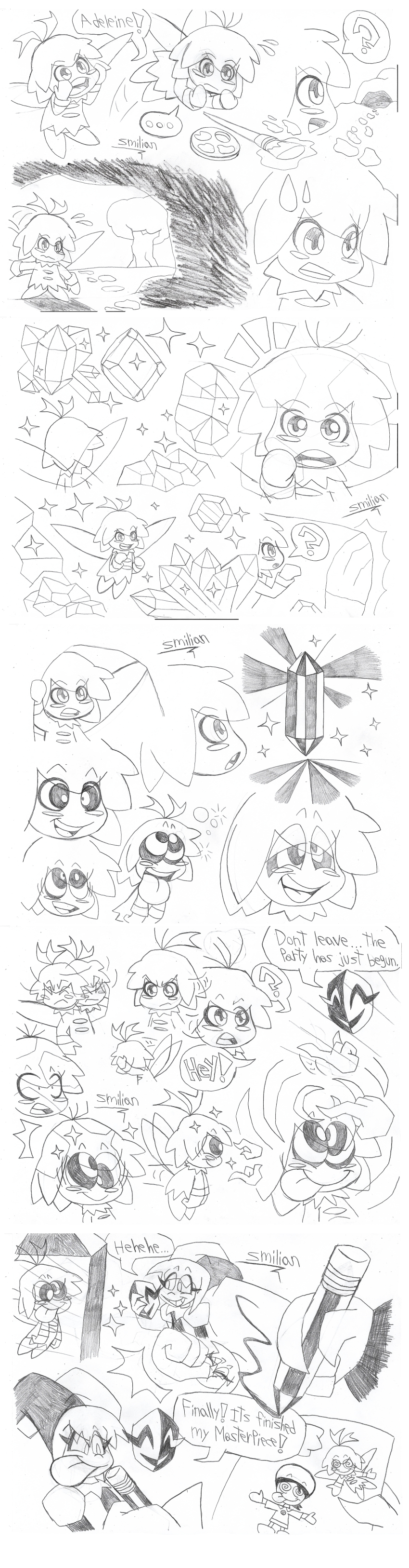 adeleine before_and_after comic crystal dazed fairy femdom femsub finger_to_forehead happy_trance iniko jester kirby_(series) nintendo original ribbon_(kirby) ring_eyes sav8197 sketch text tongue tongue_out