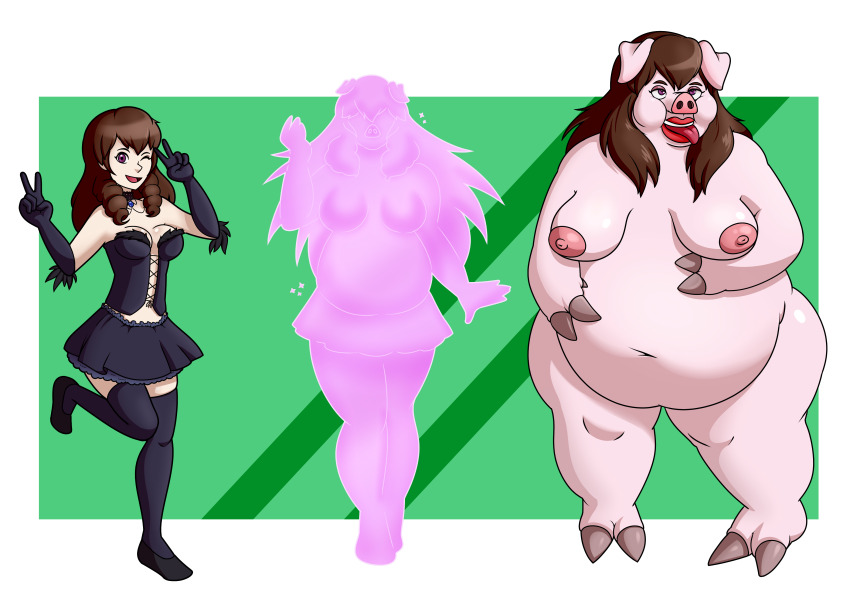 Fat Cartoon Girls Naked - HypnoHub - absurdres bbw bottomless brain drain breasts brown hair fat  female only femsub furry glowing glowing eyes magic magical girl nude  original pig girl skirt tongue tongue out topless transformation weight
