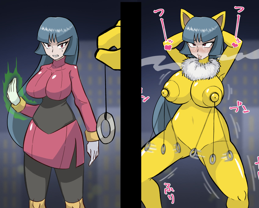 angry before_and_after breasts convenient_censoring cosplay femsub huge_breasts hypno kanrikokka nintendo pendulum pokemon pokemon_(creature) pokemon_firered_and_leafgreen psychic sabrina straight-cut_bangs sweat tears