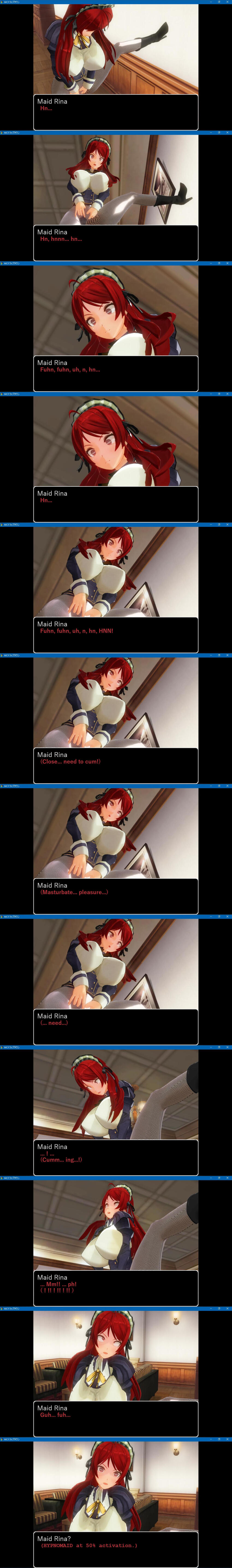 3d absurdres breasts comic custom_maid_3d_2 empty_eyes english_text kamen_writer_mc large_breasts long_hair maid maid_headdress masturbation red_hair rina_(mc_trap_town) symbol_in_eyes text trigger