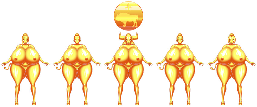 absurdres aurification bluebullpen breasts chichi dragon_ball dragon_ball_super dragon_ball_z empty_eyes femsub gold hyper_breasts large_breasts milf mother_and_daughter petrification statue