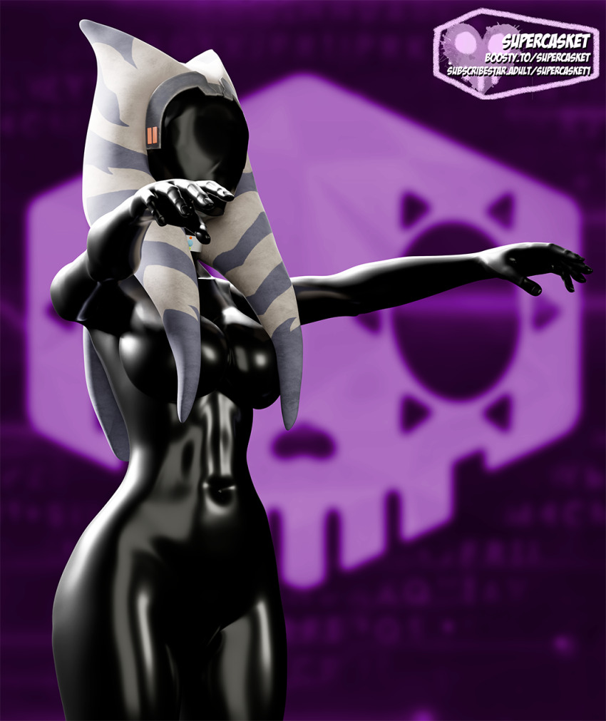 3d ahsoka_tano blender bodysuit drone faceless female_only femsub gloves latex mind_hack navel signature solo standing star_wars supercasket tagme tech_control zombie_walk