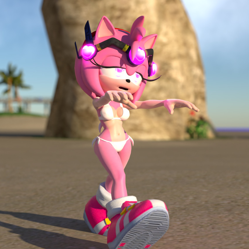 3d amy_rose beach bikini femsub furry glowing_eyes heart hedgehog_girl hypnotic_accessory hypnotic_eyes pink_eyes sonic_the_hedgehog_(series) spiral_eyes spiralrose23 tech_control zombie_walk