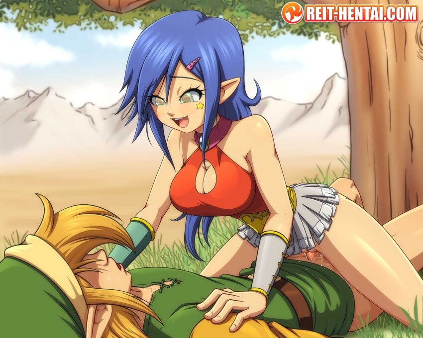a_link_to_the_past blue_hair cleavage cleavage_cutout clothed_sex femsub ghanti happy_trance link maledom manip master226_(manipper) nintendo reit spiral_eyes symbol_in_eyes the_legend_of_zelda