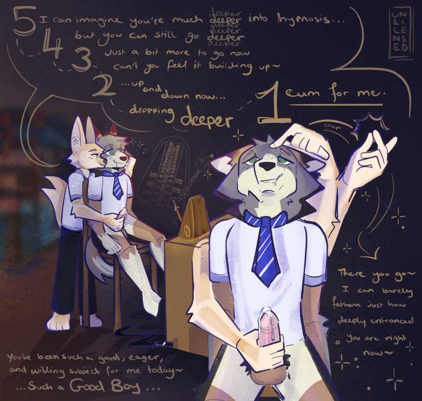 austin_(akkobold) countdown cum fennec_boy furry handjob luc_(akkobold) male_only maledom malesub masturbation metronome orgasm orgasm_command penis school_uniform spiral_eyes story symbol_in_eyes text uniform unlicensed_(artist) wolf_boy