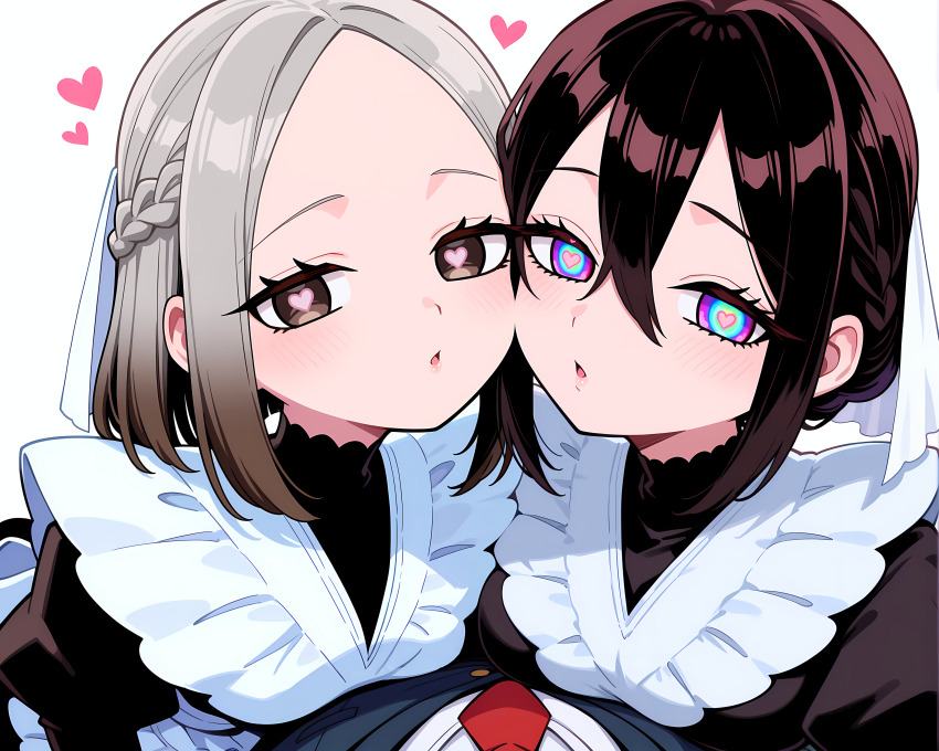 ai_art femsub heart_eyes kiss_zombie kissing mai_meido maid mei_meido rentarou_aijou stable_diffusion_(ai) stabletomboy_(generator) the_100_girlfriends_who_really,_really,_really,_really,_really_love_you