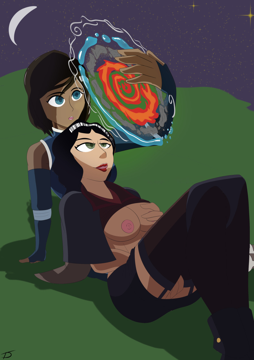 absurdres asami_sato avatar_the_last_airbender black_hair breasts empty_eyes female_only femsub gloves green_eyes happy_trance korra large_breasts legend_of_korra nickelodeon opera_gloves self_hypnosis smile the_us_doctor thighhighs western