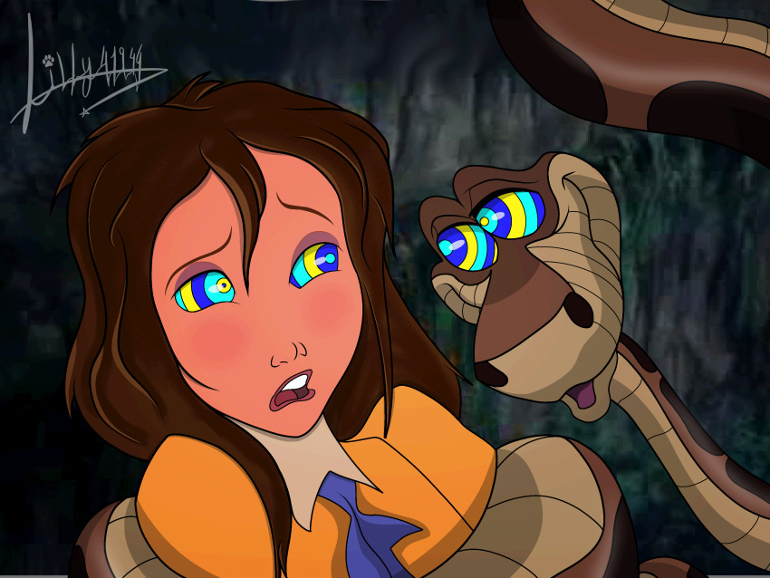 brown_hair clothed coils crossover disney femsub jane_porter kaa kaa_eyes lilly41944 maledom signature snake tarzan_(movie) the_jungle_book unhappy_trance