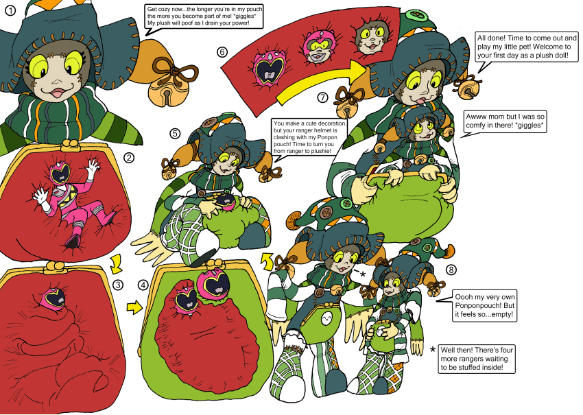 absurdres before_and_after bodysuit comic costume female_only femdom femsub happy_trance luckyuro nibblahfrog power_rangers sequence text transformation vore
