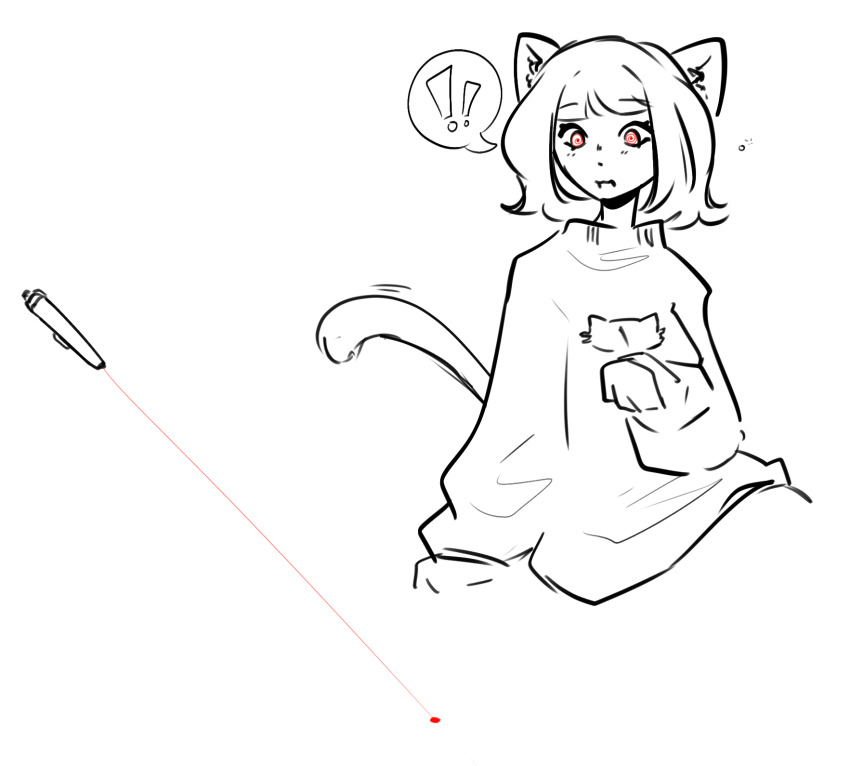 cat_ears cat_girl cat_pose cat_tail female_only femsub laser_pointer matraki original spiral_eyes sweater