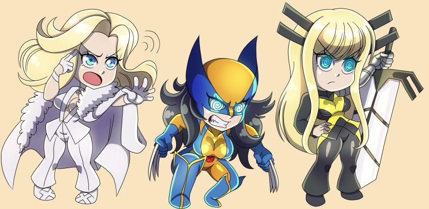 chibi emma_frost female_only femdom femsub magik marvel_comics spiral_eyes super_hero x-23 x-men zorro-zero