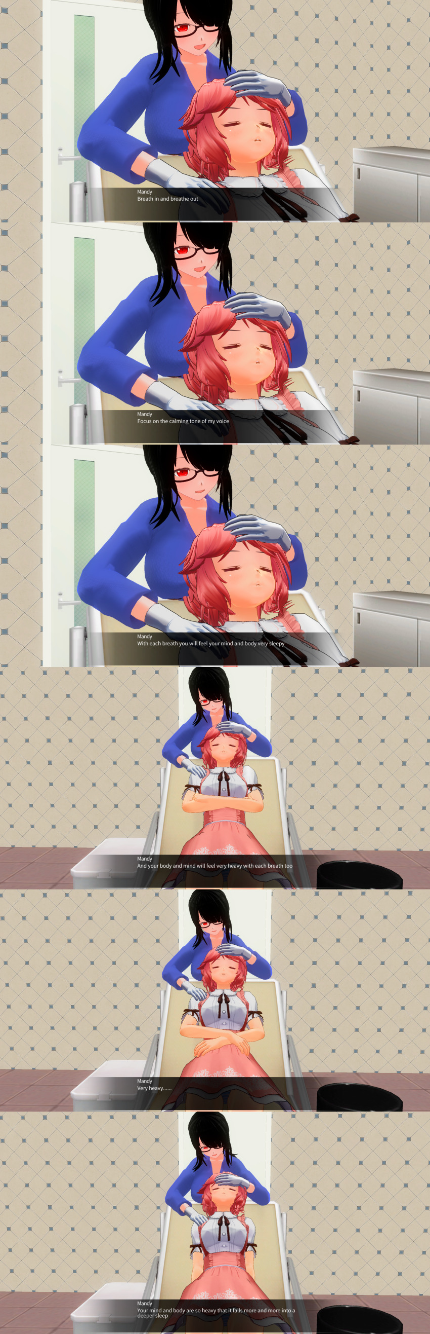 3d black_hair custom_maid_3d_2 femsub hand_on_head lolislove pink_eyes pink_hair red_eyes