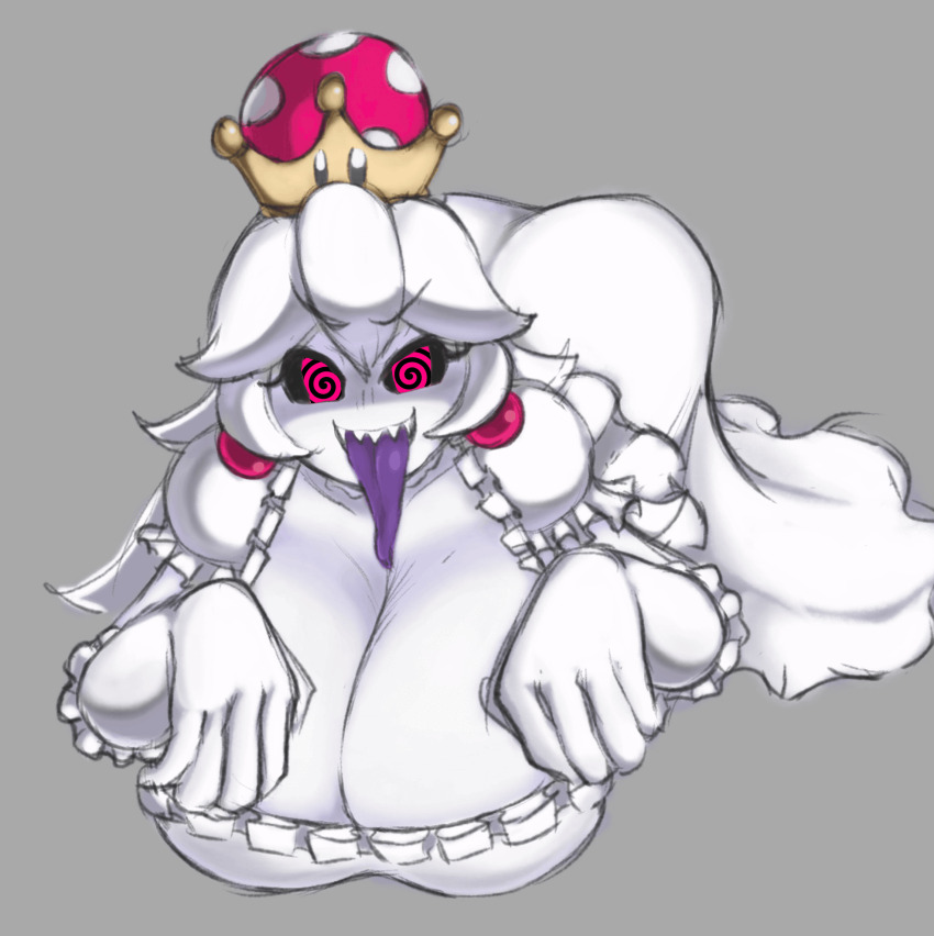 animated animated_eyes_only animated_gif black_sclera booette breasts dizner evil_smile femdom ghost gloves huge_breasts long_tongue manip new_super_mario_bros._u_deluxe nintendo opera_gloves skullman2033_(manipper) spiral_eyes super_crown super_mario_bros. symbol_in_eyes white_hair