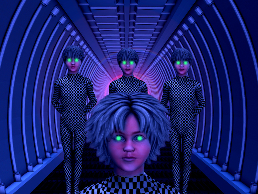 3d blue_hair expressionless glowing glowing_eyes green_eyes male_only maledom malesub multiple_boys multiple_subs original scatterbrain_(sepentinedream) sepentinedream shota standing standing_at_attention suit