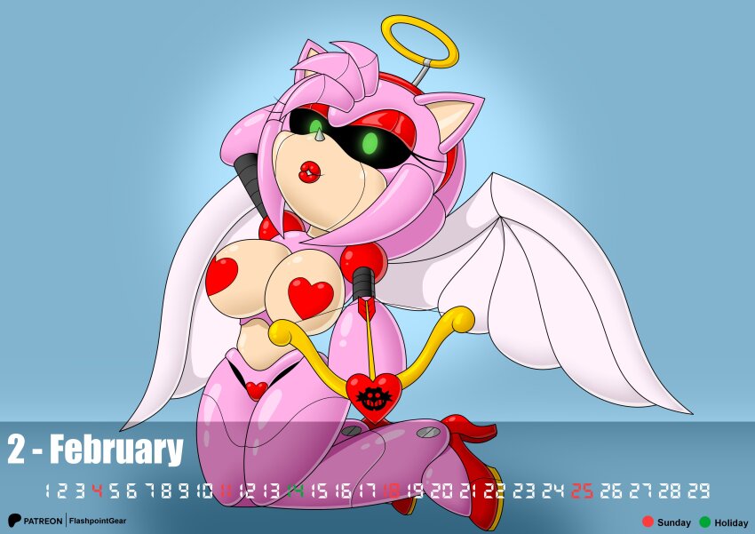 amy_rose bow breasts female_only femsub flashpointgear furry happy_trance heart hedgehog_girl huge_breasts hypnotic_accessory lipstick looking_at_viewer posing robot robot_girl robotization smile sonic_the_hedgehog_(series) valentine's_day