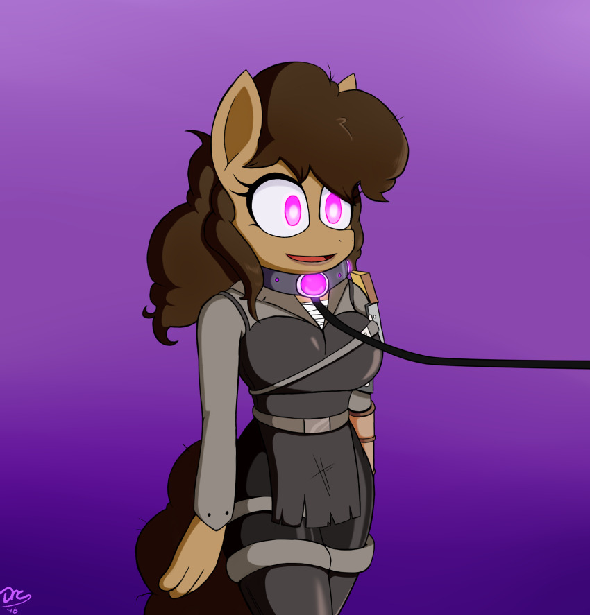 clothed collar dr._chaos femsub furry glowing glowing_eyes happy_trance horse_girl hypnotic_accessory latch leash my_little_pony open_mouth original