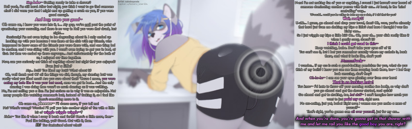 absurdres ass blue_hair blush caption caption_only furry hypnotic_ass looking_at_viewer male_only male_pov maledom malesub manip multicolored_hair open_mouth pov pov_sub richardjoke_(manipper) sukebepanda text underwear yaoi