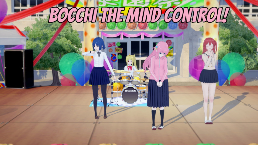 aware blonde_hair blue_eyes blue_hair bocchi_the_rock! closed_eyes clothed cover english_text female_only hitori_gotoh ikuyo_kita long_hair multiple_girls nijika_ijichi one_eye_open pink_hair red_eyes red_hair ryo_yamada short_hair sugus text yellow_eyes