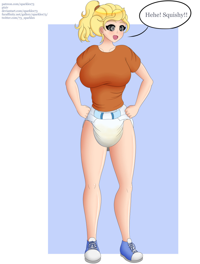 absurdres age_regression annabeth_chase blonde_hair breasts curly_hair diaper femsub happy_trance large_breasts percy_jackson_&_the_olympians ring_eyes scat sneakers sparkles73 text