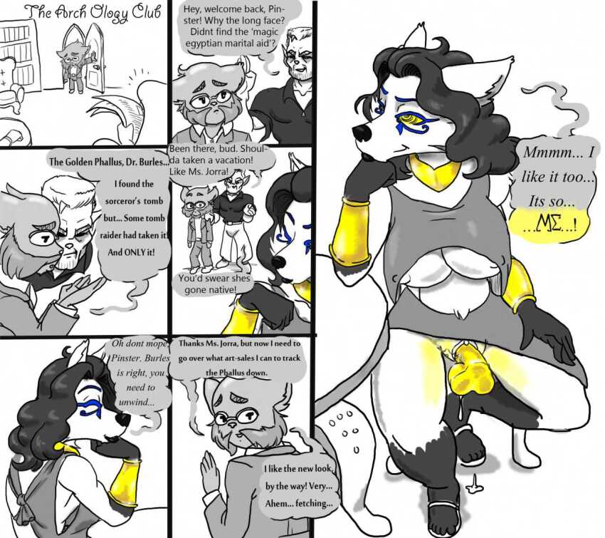arm_bands black_hair breasts cat_boy cleavage cleavage_cutout comic dildo dog_girl dr._burles dr._pinster egyptian femsub furry glasses happy_trance hypnotic_accessory hypnotic_dildo large_breasts long_hair majorra_(character) necklace oldmangunda original pussy pussy_juice sex sex_toy short_hair sitting sketch spiral_eyes symbol_in_eyes text traditional underboob vaginal wolf_girl