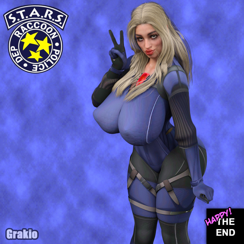 ass ass_expansion before_and_after bimbofication blonde_hair brain_drain breast_expansion breasts comic female_only femsub grakio happy_trance huge_breasts jill_valentine large_breasts lipstick p30 police_uniform policewoman resident_evil text thighhighs transformation