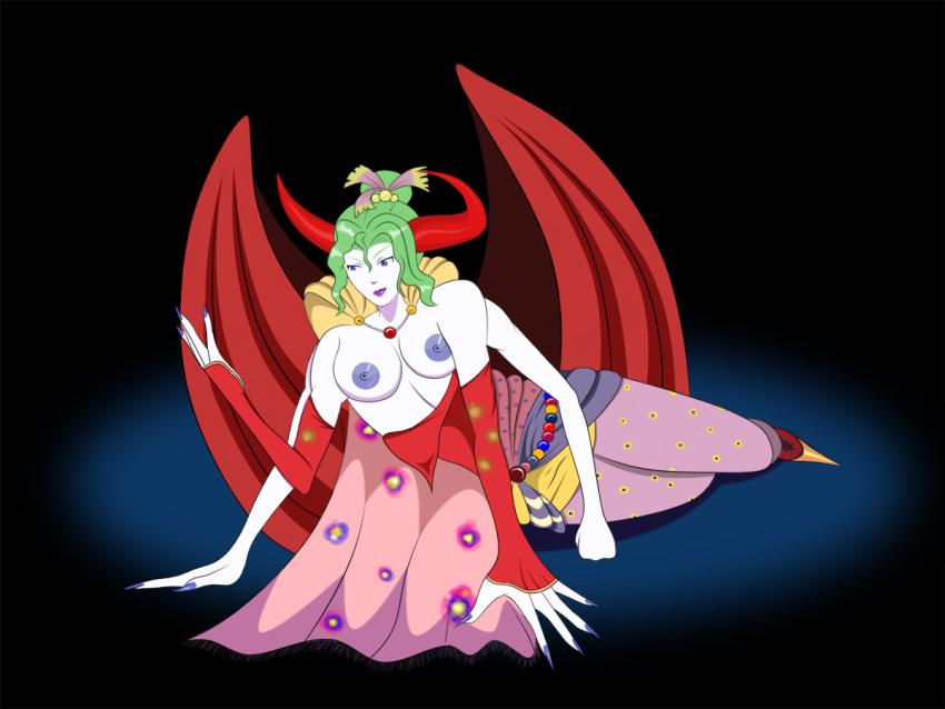 cape chaos_(final_fantasy) corruption demon_girl fearghoul femsub final_fantasy final_fantasy_vi green_hair horns monster_girl multiple_arms terra_branford torn_clothes transformation wings