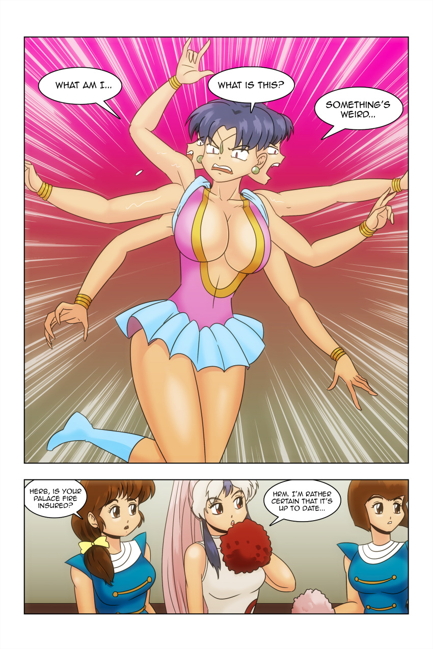 breasts cheerleader comic herb_(ranma_1/2) kasumi_tendo nabiki_tendo rouge_(ranma1/2) text wadevezecha