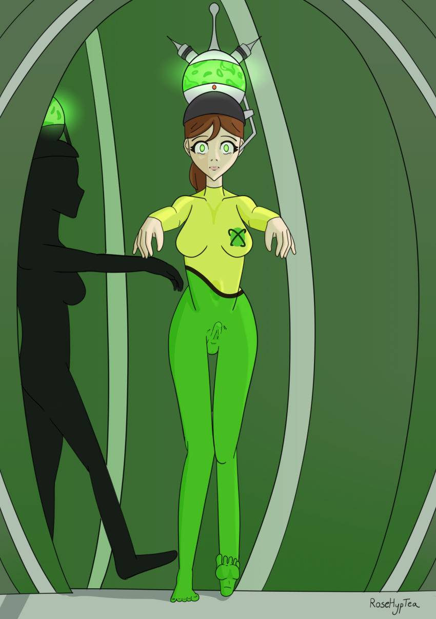 bulge empty_eyes glowing_eyes green_eyes helmet jimmy_neutron_(series) ponytail rosera yolkian