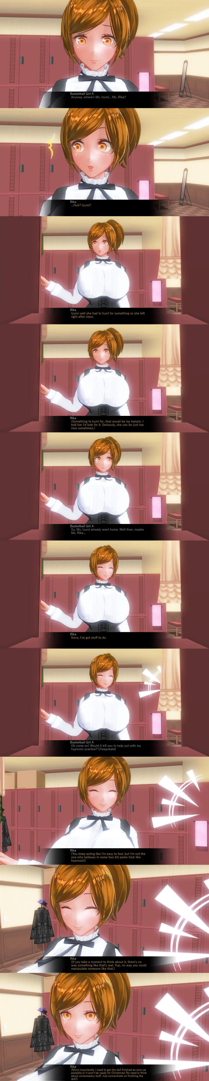 3d absurdres breasts comic custom_maid_3d_2 denial empty_eyes english_text female_only femsub hard_translated kamen_writer_mc large_breasts rika_(made_to_order) tech_control text translated