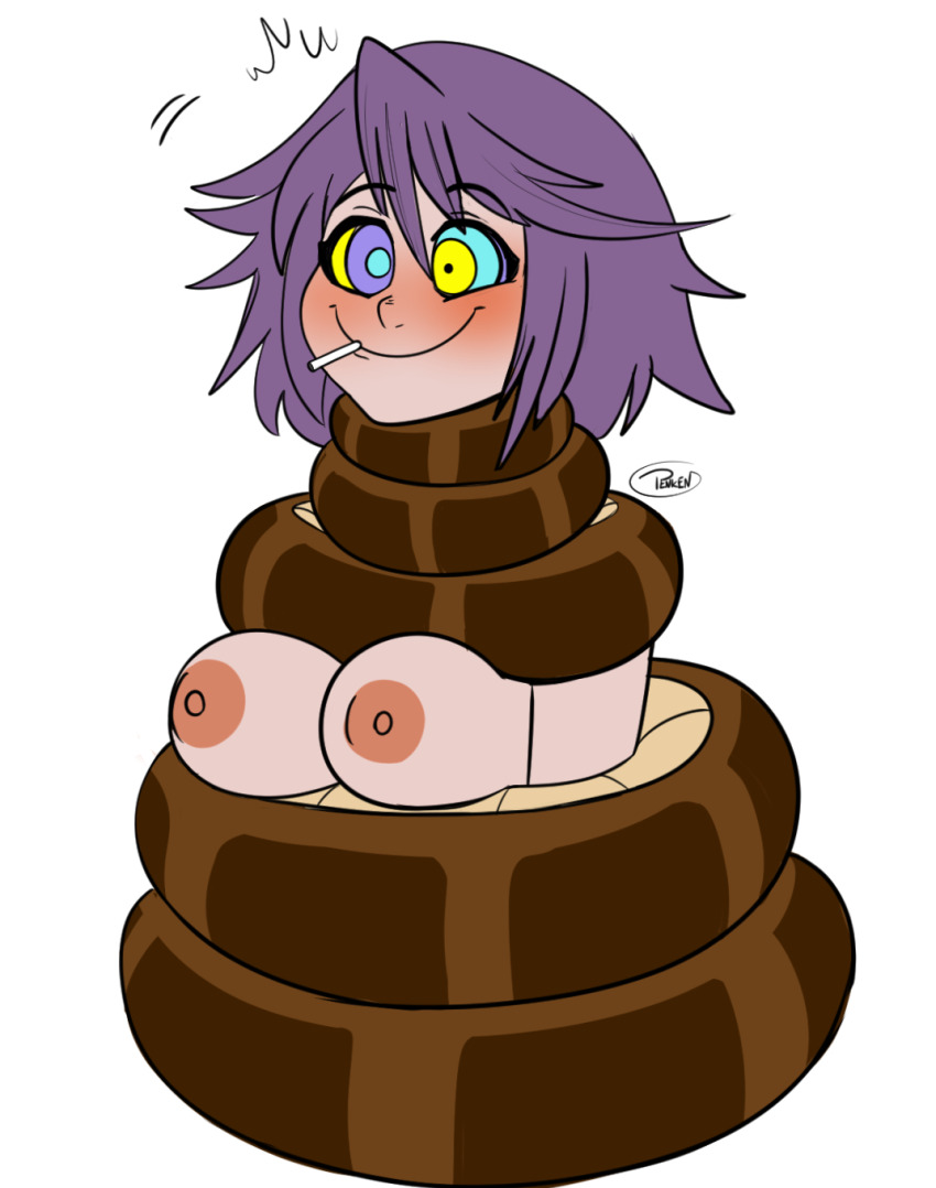 blush breasts coils disney femsub happy_trance kaa kaa_eyes large_breasts lollipop maledom mizore_shirayuki nipples nude penken purple_hair restrained rosario+vampire short_hair signature simple_background smile snake the_jungle_book