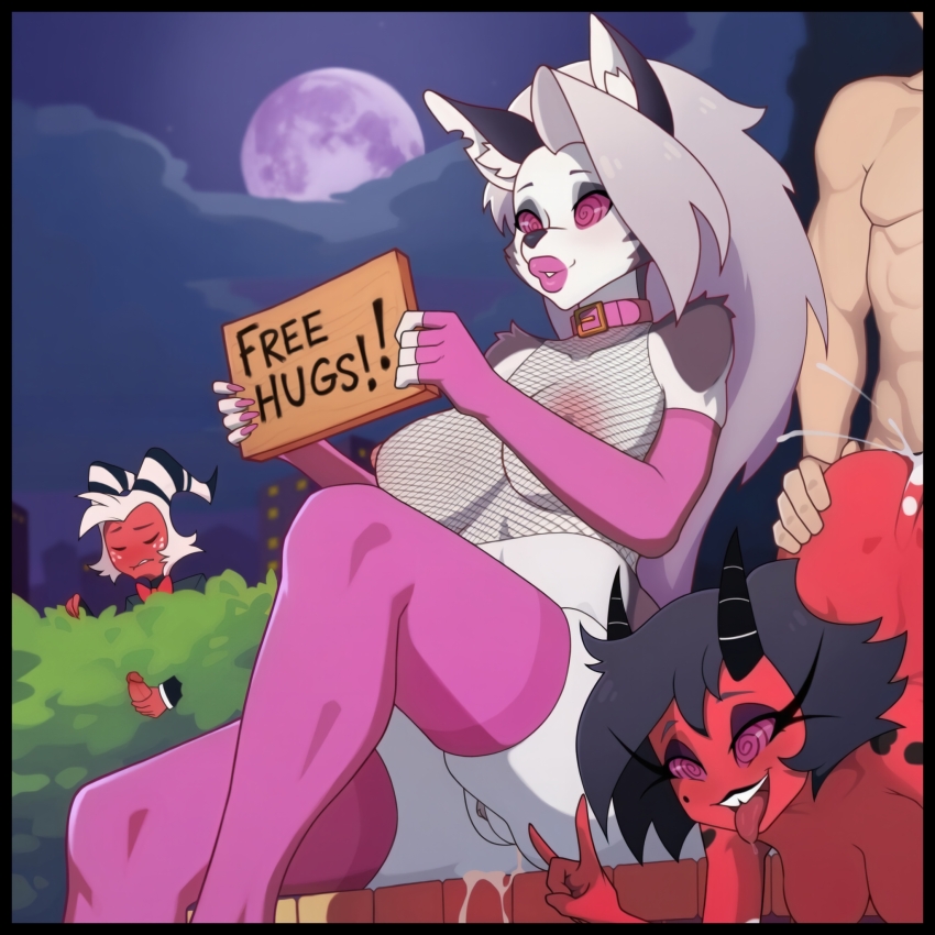 ahegao ai_art anal ass_grab bare_shoulders bimbofication border collar comic cum_in_mouth cum_in_pussy demon_girl english_text exhibitionism faceless_male femsub fishnets furry happy_trance helluva_boss horns husband_and_wife hypnotic_cuckolding imp leather lipstick loona_(helluva_boss) maledom masturbation millie_(helluva_boss) moxxie_(helluva_boss) mrchypno_(generator) multiple_girls multiple_subs netorare night outdoors pink_eyes prostitution spiral_eyes spiralwash_eyes text thighhighs thighs tongue_out top-down_bottom-up wolf_girl