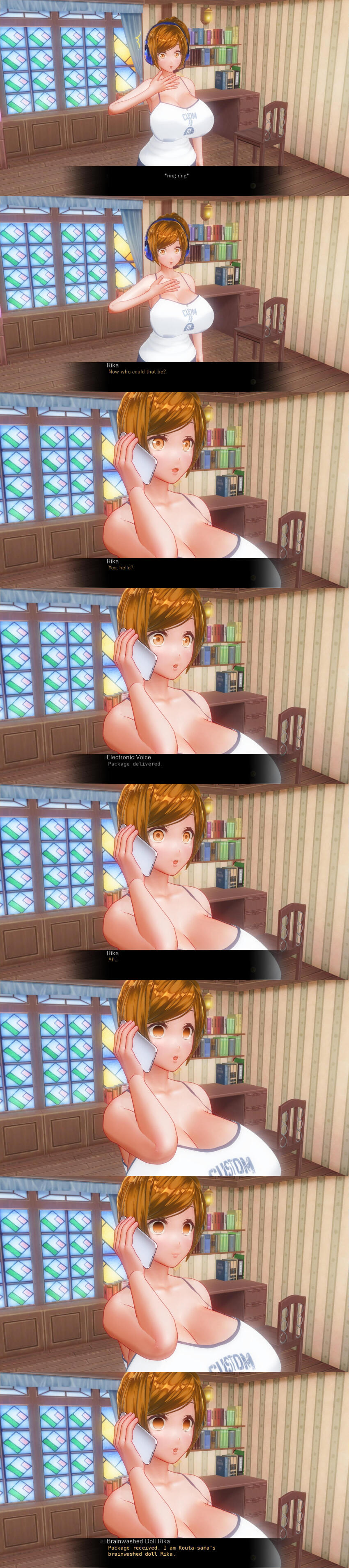 3d absurdres breasts comic custom_maid_3d_2 empty_eyes femsub hard_translated kamen_writer_mc large_breasts rika_(made_to_order) tech_control text translated